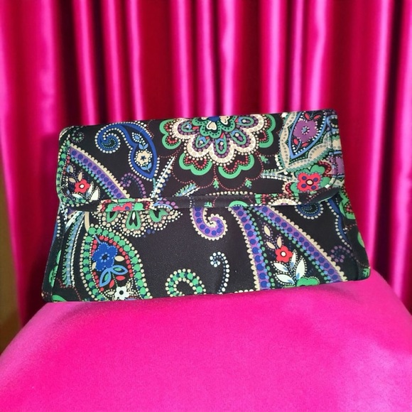 Vera Bradley Vibrant Paisley Cosmetic Bag - Black, Green, and Blue - Picture 1 of 5